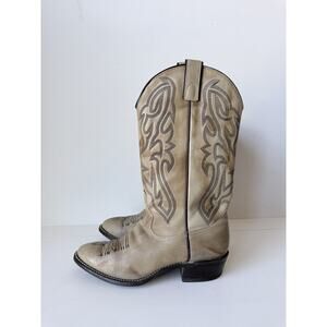 Texas Country Bullhide Leather Pointed Toe Cowboy Boots Women’s 9.5 Ivory 7808